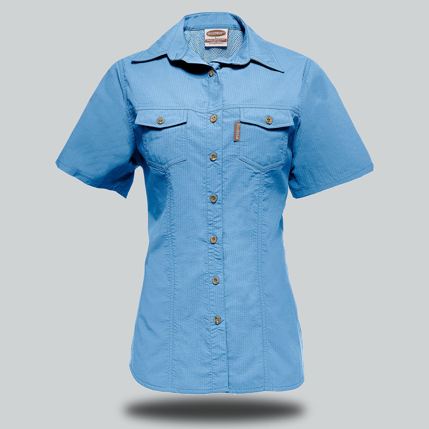 Ruggedwear Quick Dry Marlin Ladies Short Sleeve Blouse Light Blue