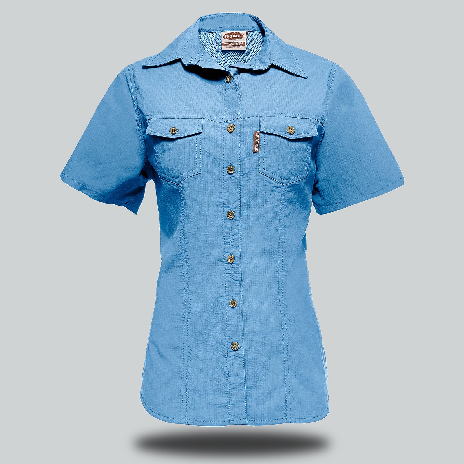 Ruggedwear Quick Dry Marlin Ladies Short Sleeve Blouse Light Blue
