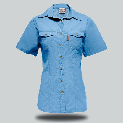 Ruggedwear Quick Dry Marlin Ladies Short Sleeve Blouse Light Blue