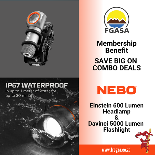 Einstein 600 LM Headlamp & Davinci 5000 LM Flashlight Combo - FGASA Membership Benefit