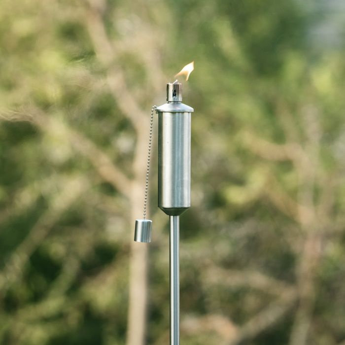 KAUFMANN GARDEN TORCH STAINLESS STEEL LIT