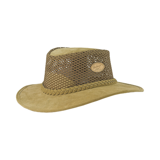 Suede Leather Broad Brim Hats w/Mesh Insert