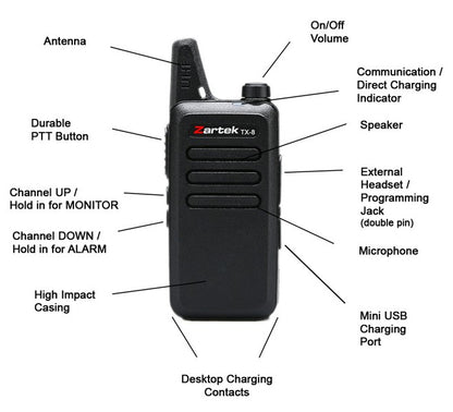 Zartek Two-way Radio TX-8 Functions